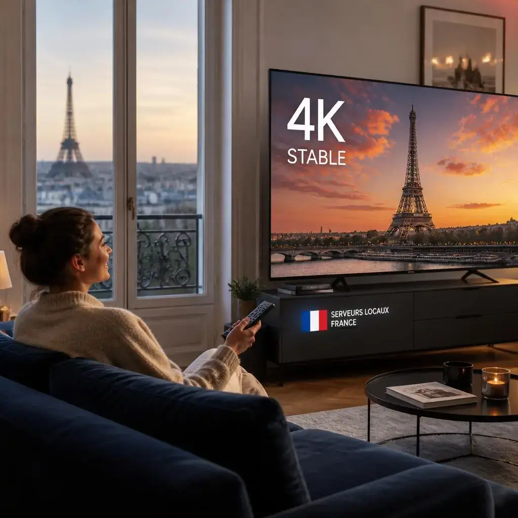Abonnement IPTV France de haute qualité avec flux 4K stable et serveurs locaux français.